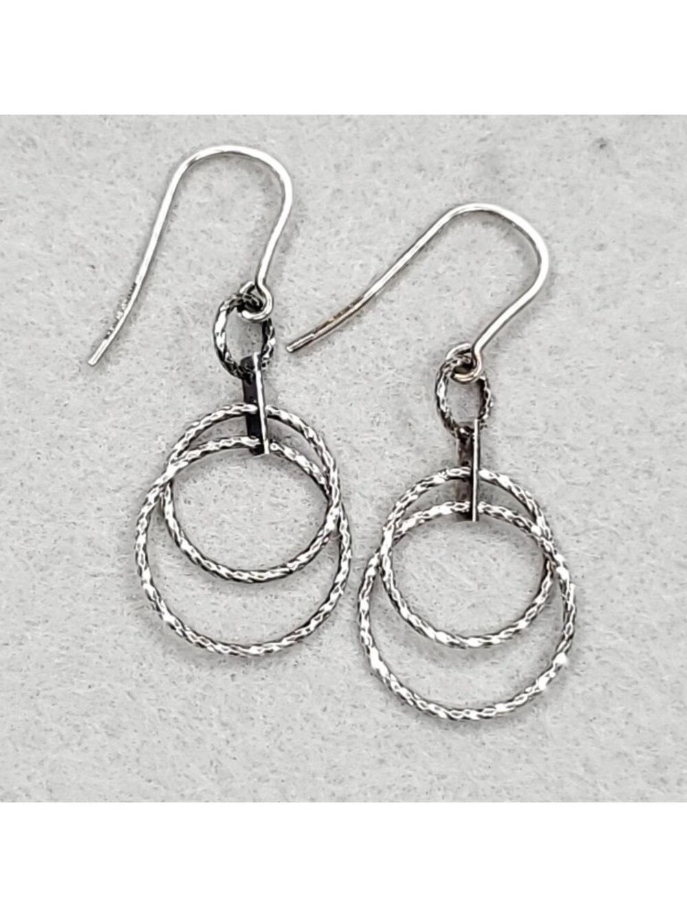 Mia Fiore Sterling Silver Earrings Dangle Hoops Textured Italy 1"
